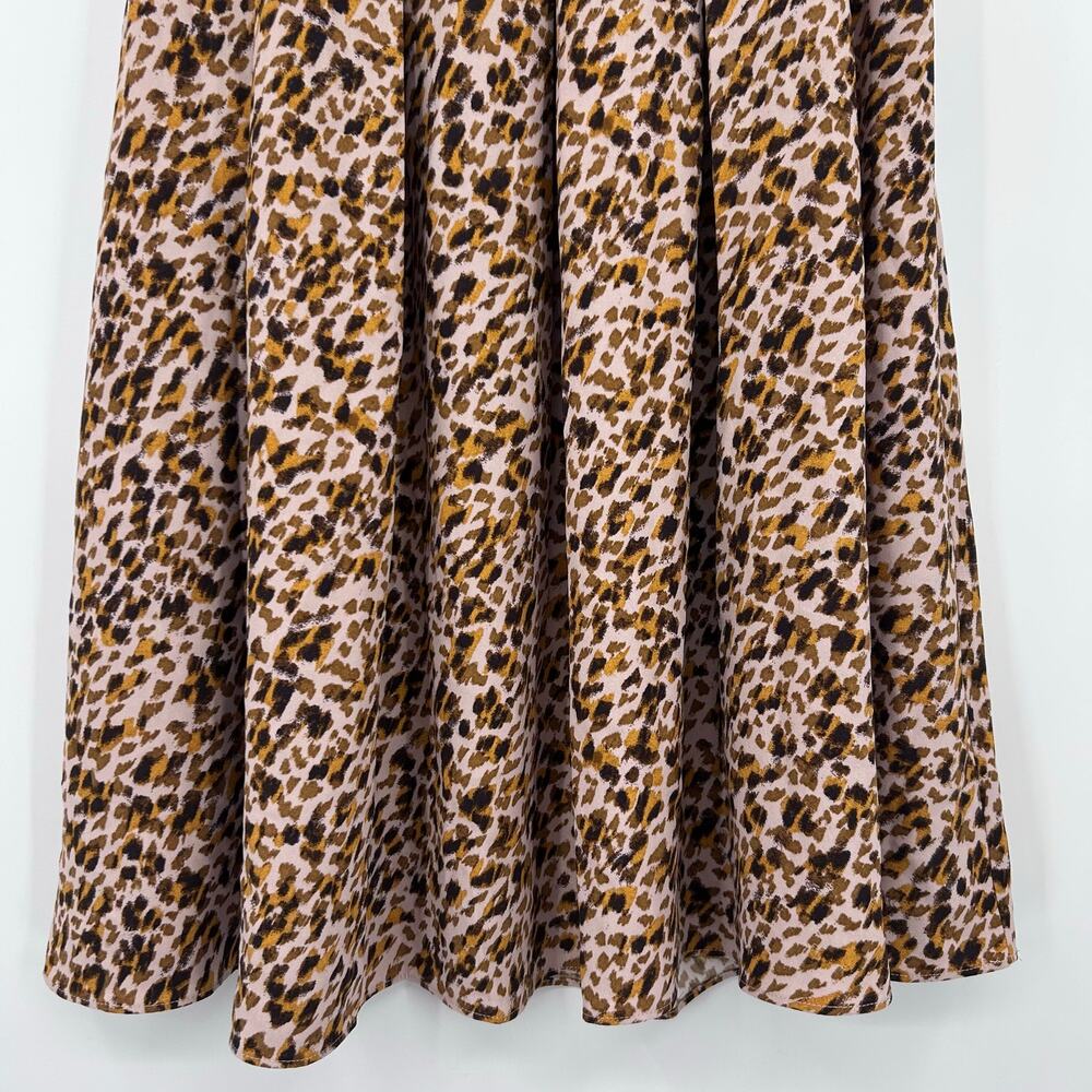 NWT Ann Taylor Leopard Print Pleated Maxi Skirt Size 2 Pink Brown Brushstroke - Picture 6 of 12